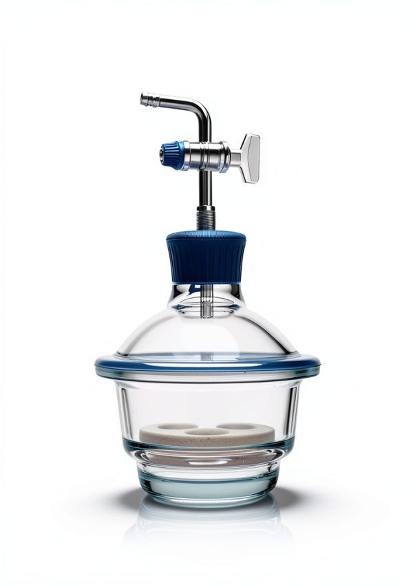 Borosil Glass Vacuum Desiccator XS with Porcelain Plate & PTFE Spindle-0