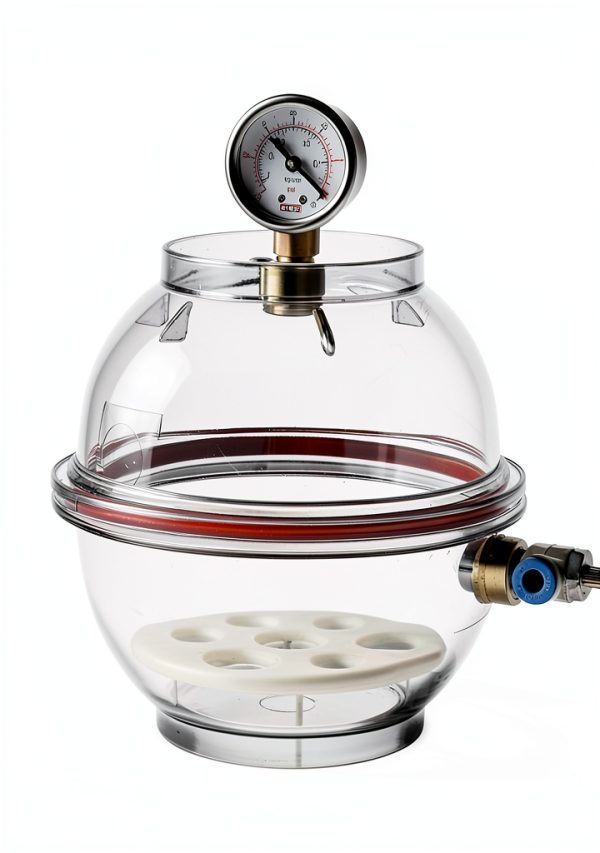Round Vacuum Desiccator Azzota 6" 2L with Gauge and Polycarbonate Body-0